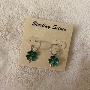 Green four leaf clover earrings